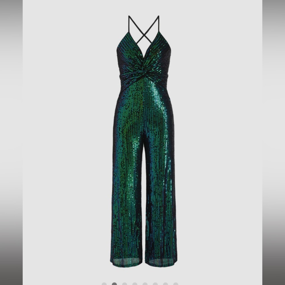 NWT Cider Sequin Twist V-neck Sleeveless Jumpsuit XS